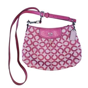 Coach Madison Signature Op Art Shantung Pink Crossbody Purse